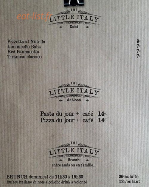 The Little Italy Shop — carte page 5