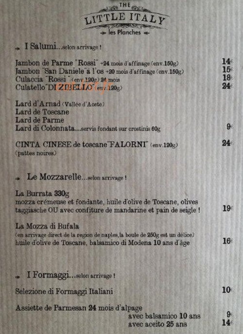 The Little Italy Shop — carte page 3