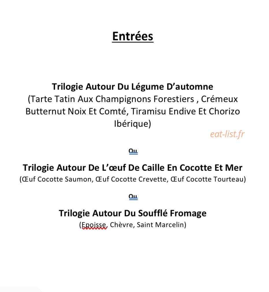Trilogie Et Saveurs — carte page 1