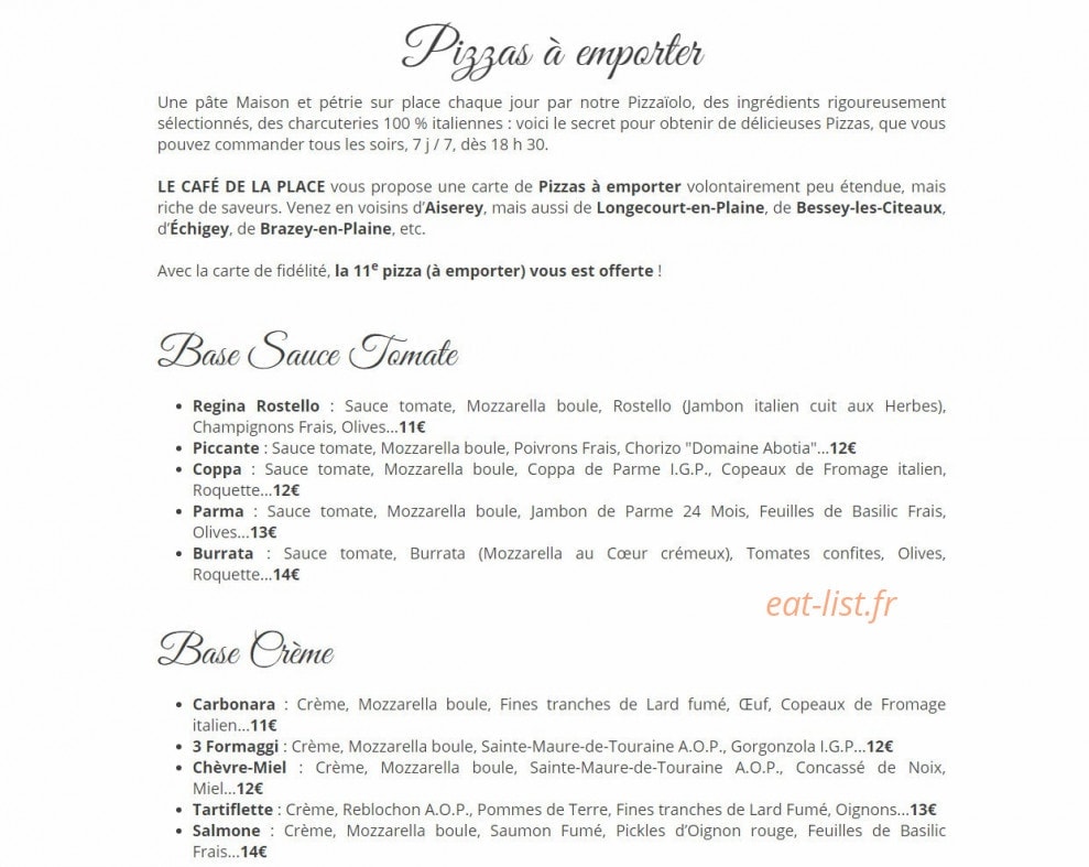 Café de la Place — carte page 2