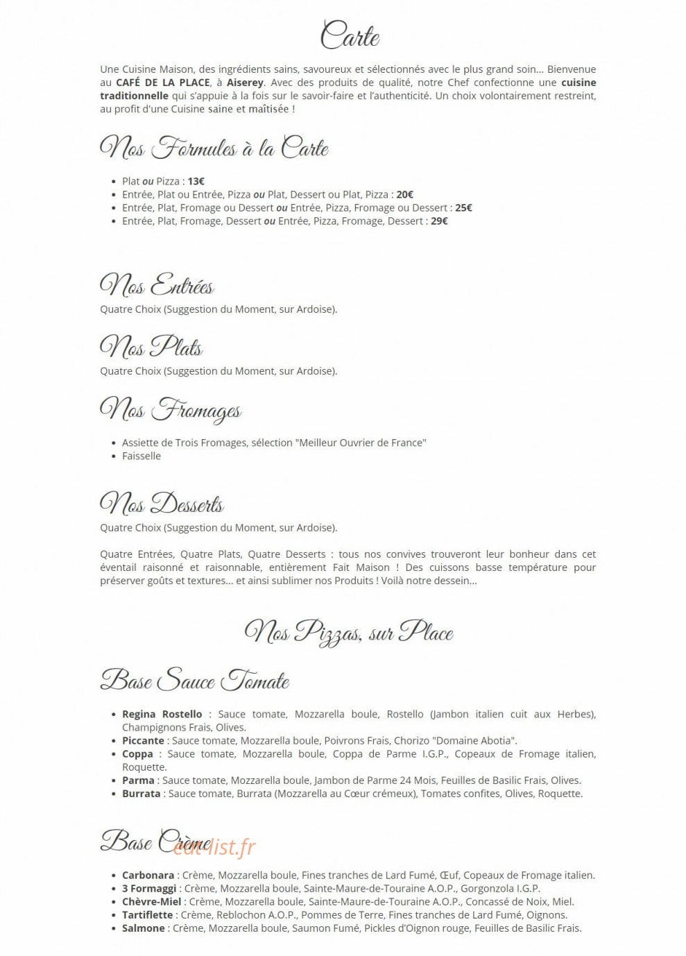 Café de la Place — carte page 1