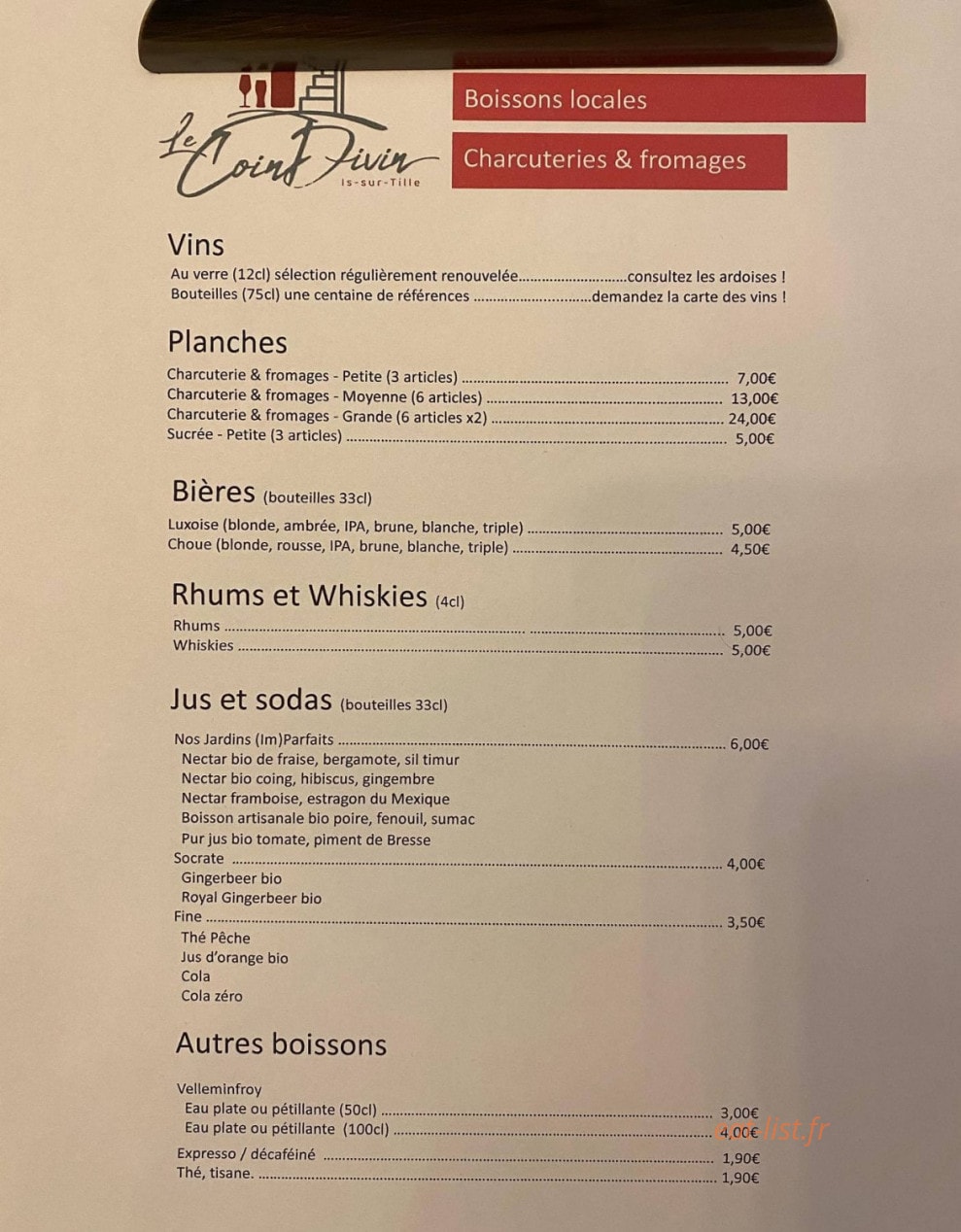 Le Coin Divin — carte page 2