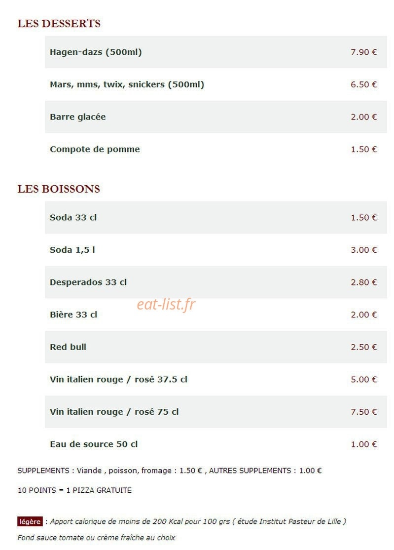 Le Kiosque à Pizzas — carte page 4