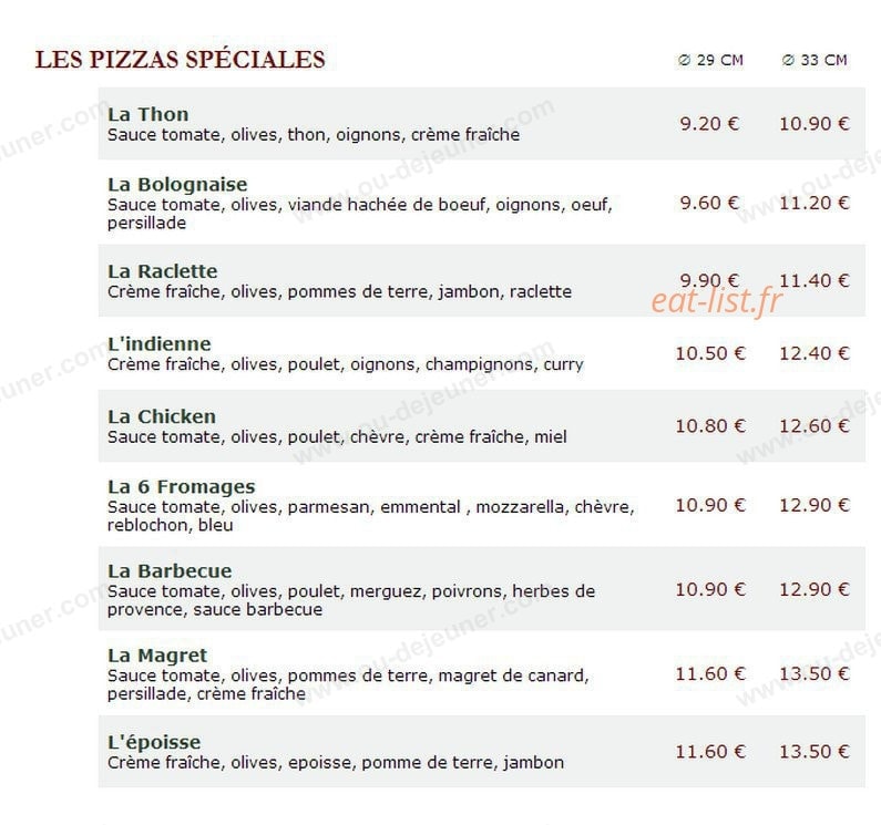 Le Kiosque à Pizzas — carte page 3