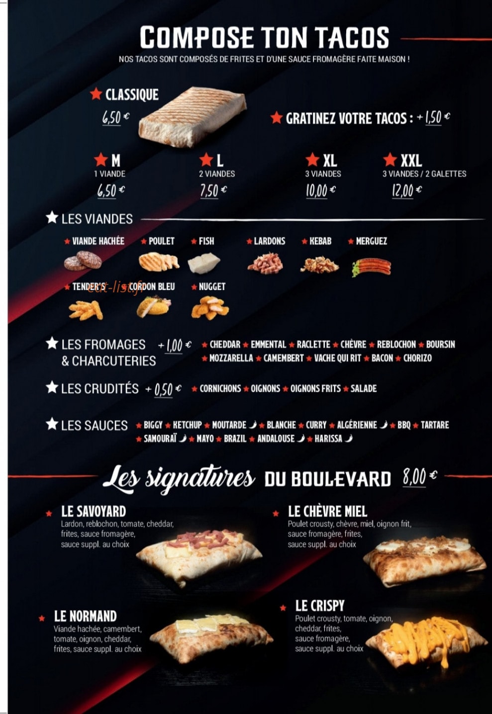 Tacos Boulevard — carte page 1