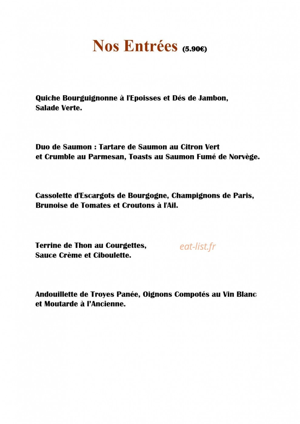 Auberge du lac — carte page 2