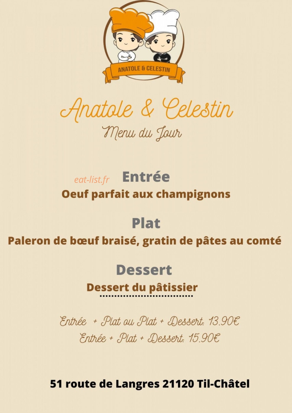 Boulangerie Anatole & Celestin — carte page 1