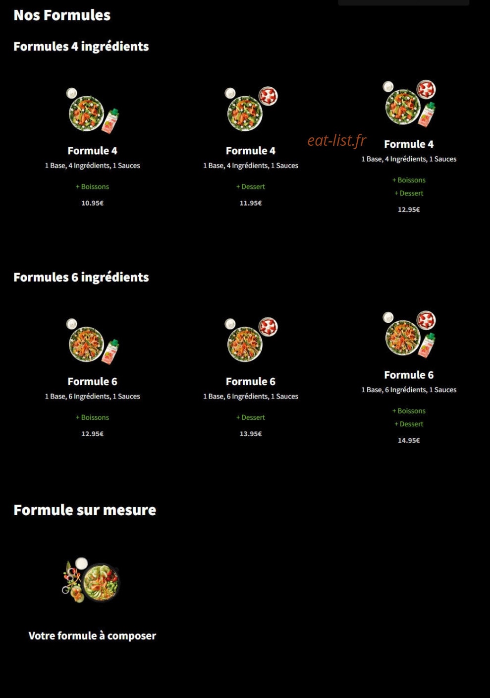 Eat Salad — carte page 1