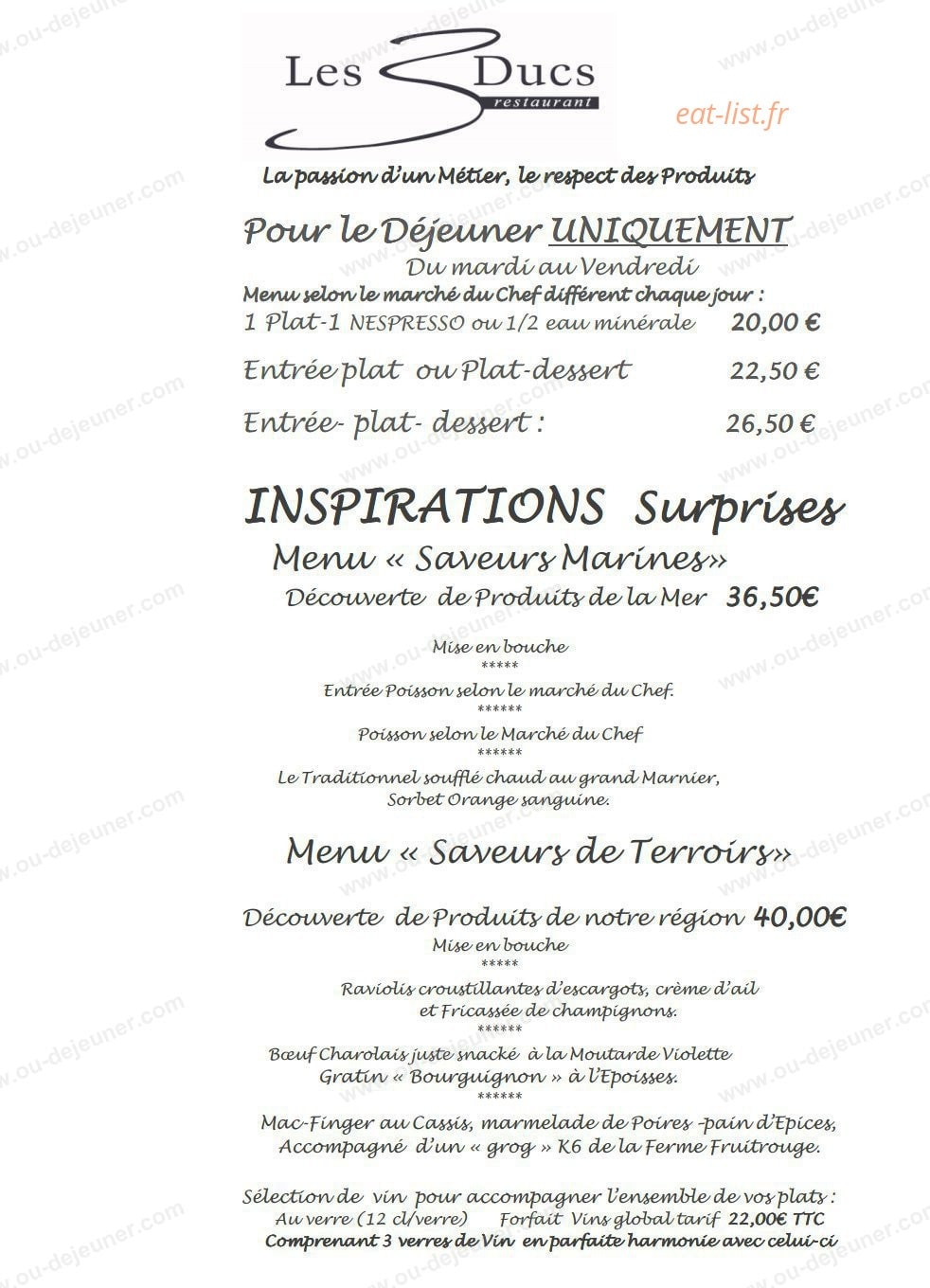 Restaurant Les Trois Ducs — carte page 9