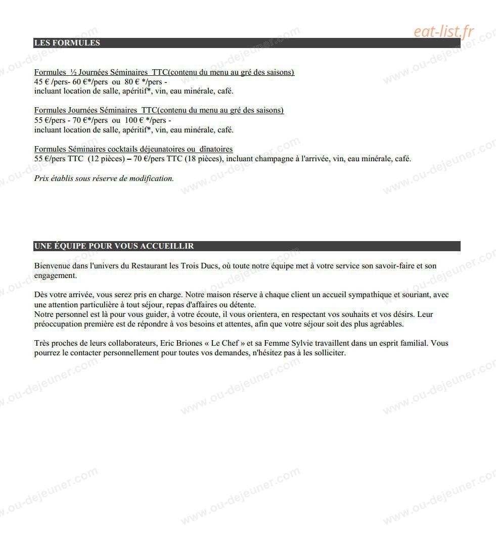 Restaurant Les Trois Ducs — carte page 6