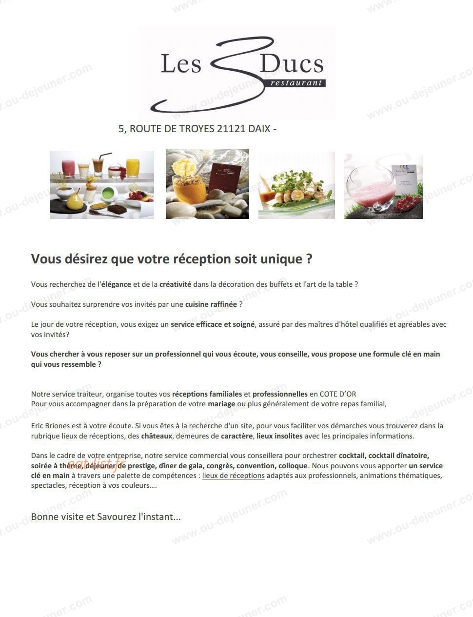 Restaurant Les Trois Ducs — carte page 1