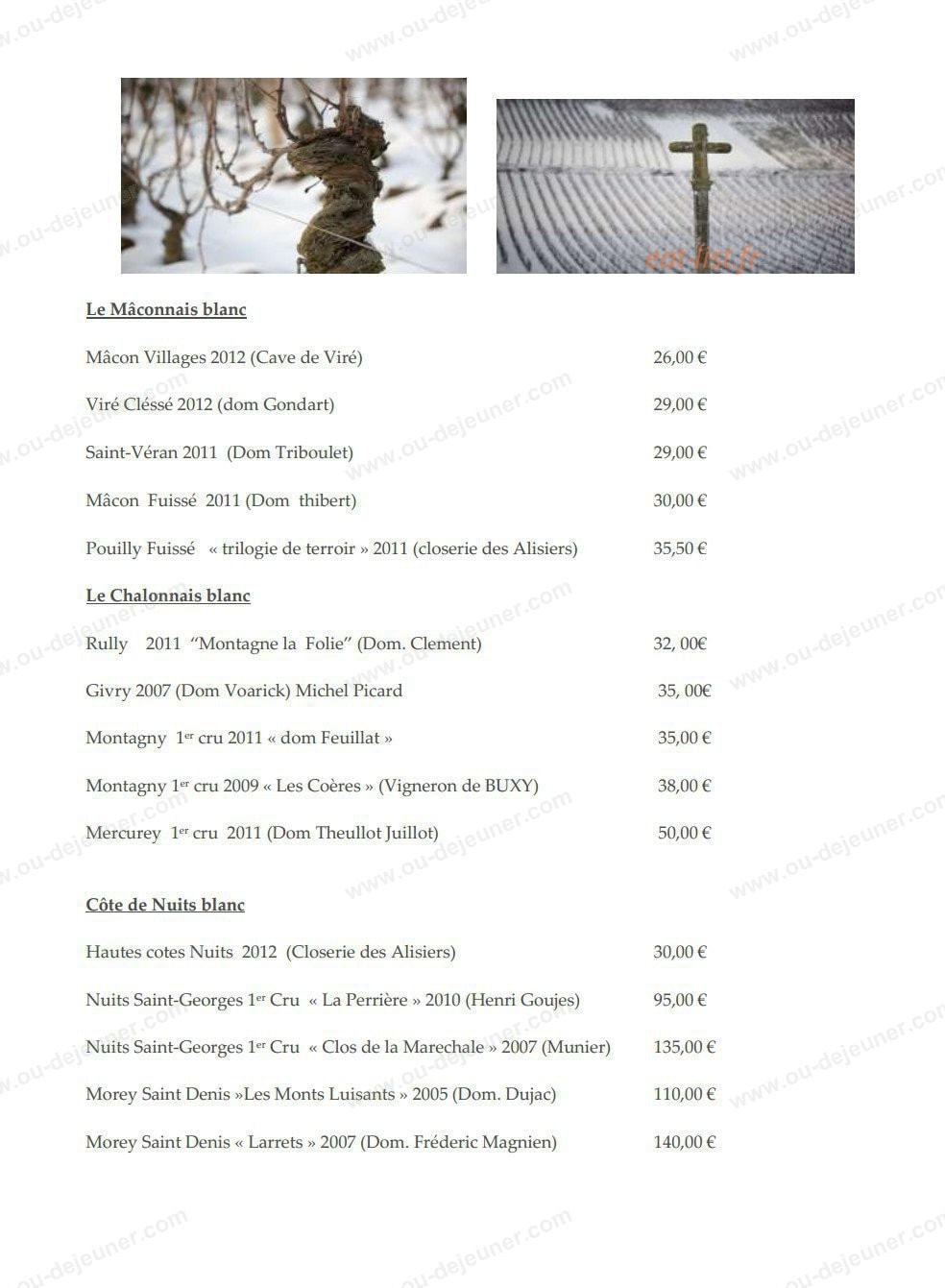 Restaurant Les Trois Ducs — carte page 16