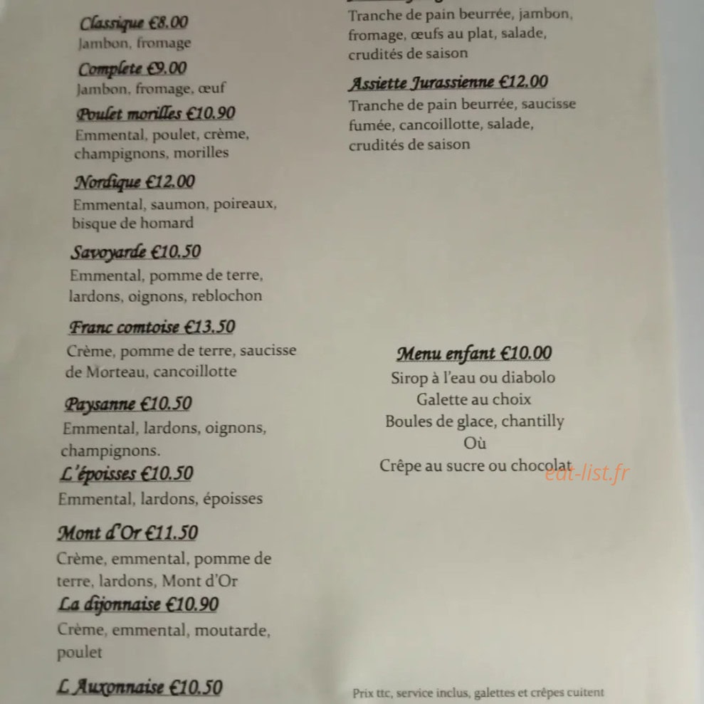 La fringale — carte page 1