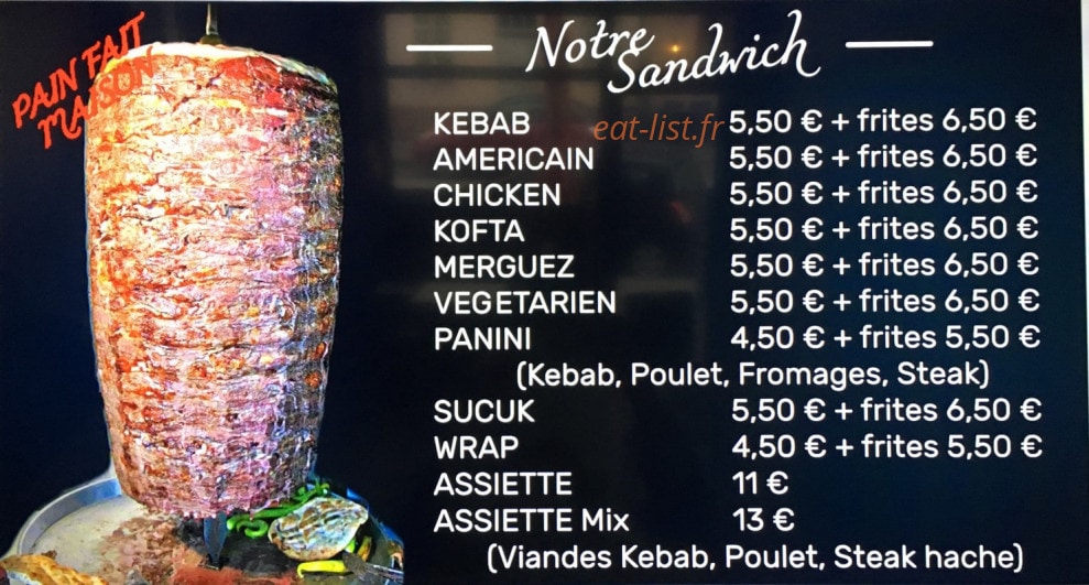 Lara Kebab — carte page 3