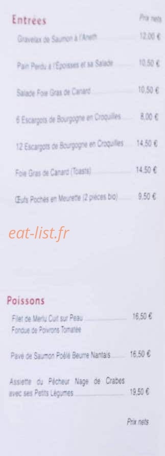 Carte et menu de Aux Vieux Pavés à Semur en Auxois — les entrées et poissons