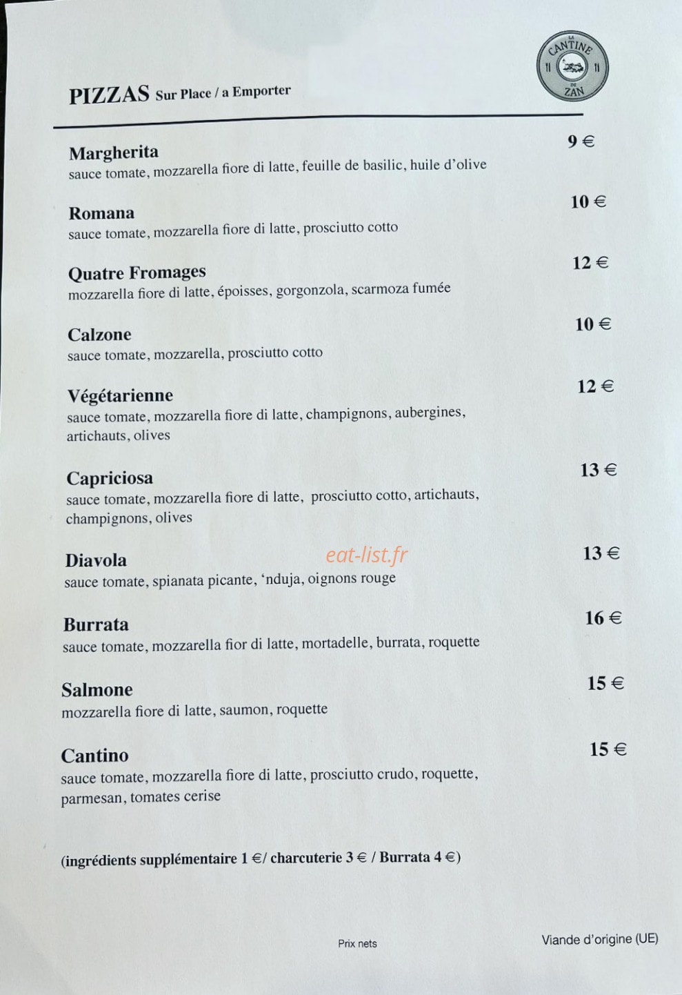 La Cantine de Zan — carte page 3