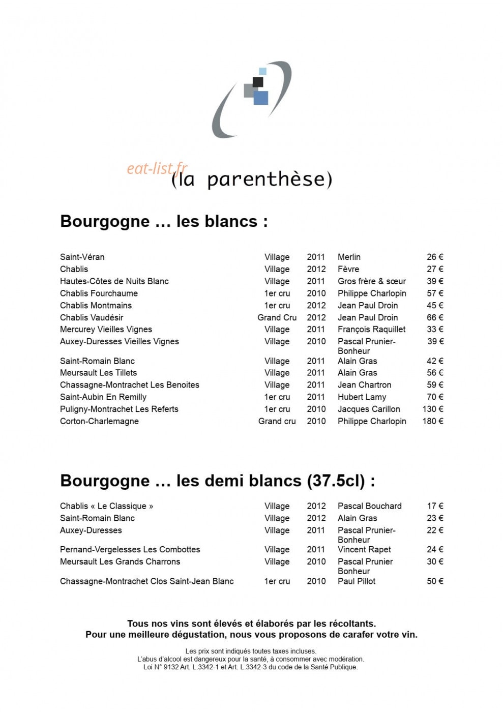 La Parenthese — carte page 3