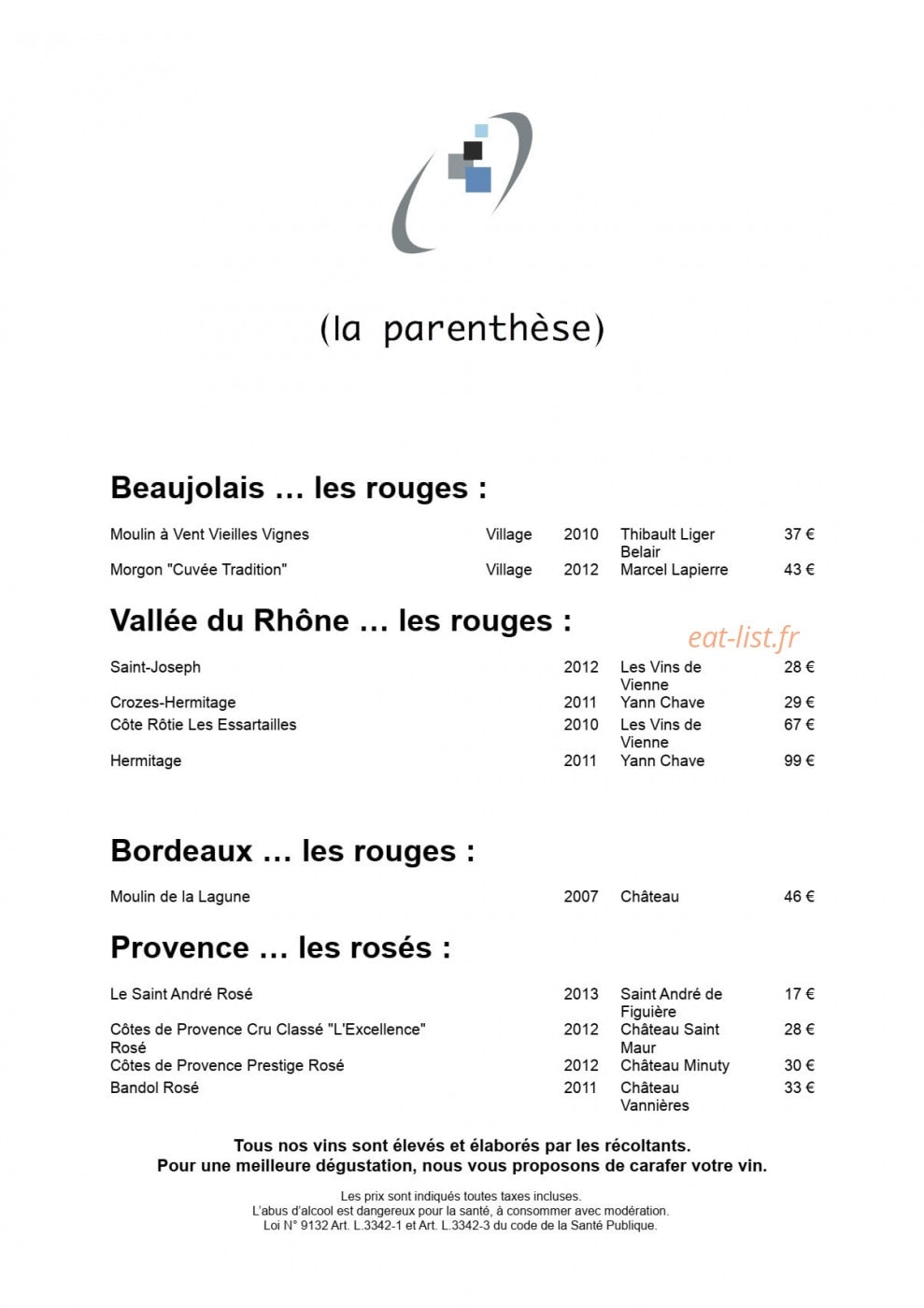 La Parenthese — carte page 5