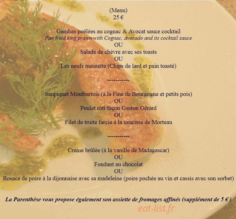 La Parenthese — carte page 2