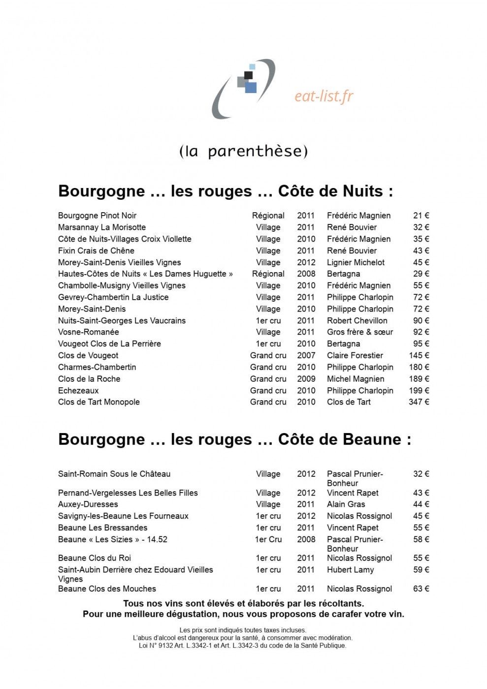 La Parenthese — carte page 4