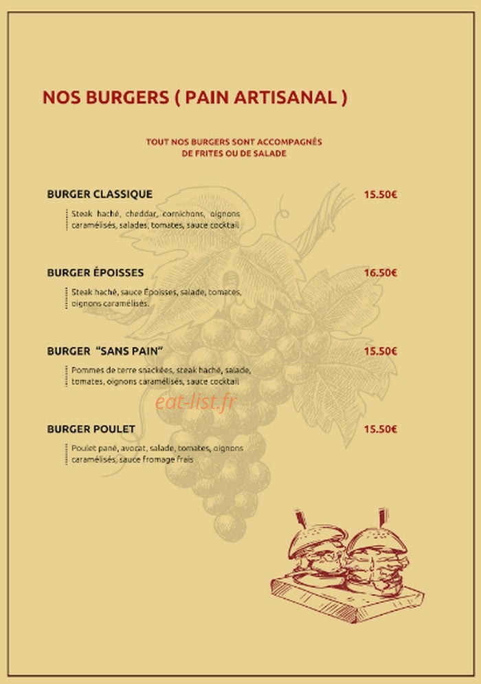 Restaurant Bon Vivant — carte page 2