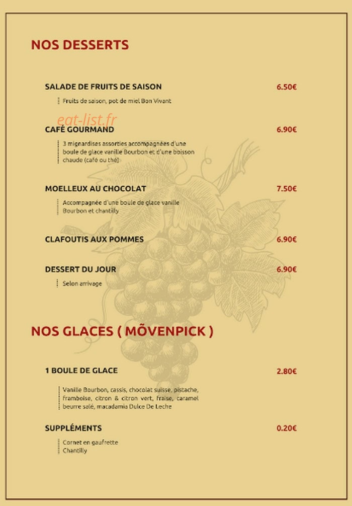 Restaurant Bon Vivant — carte page 7