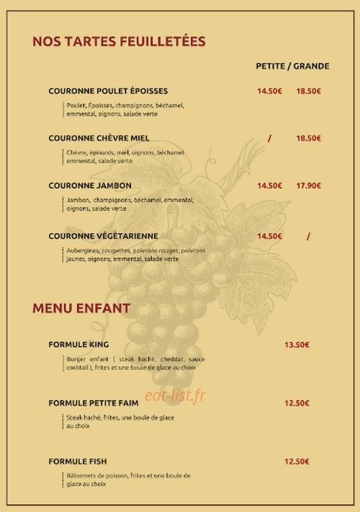 Restaurant Bon Vivant — carte page 4