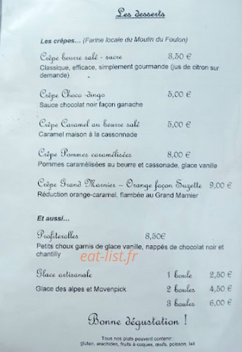Brasserie de Flavigny — carte page 1