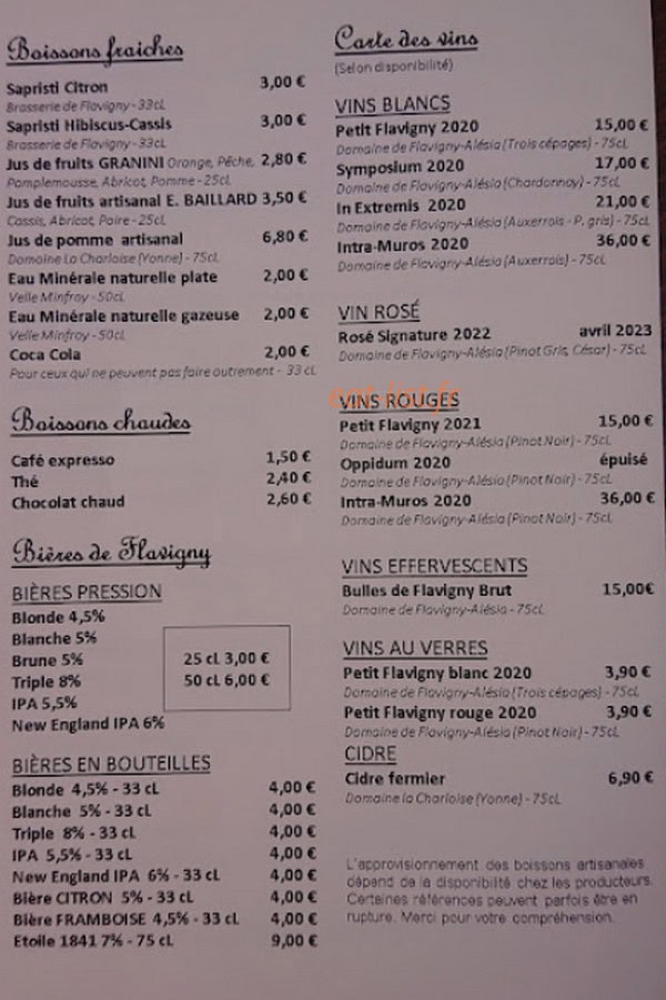 Brasserie de Flavigny — carte page 2