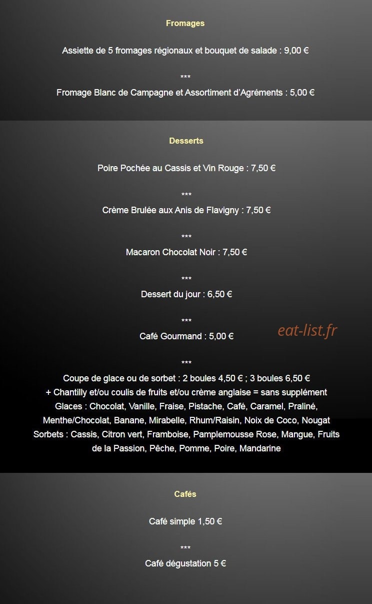 Restaurant de l'Abbaye — carte page 2
