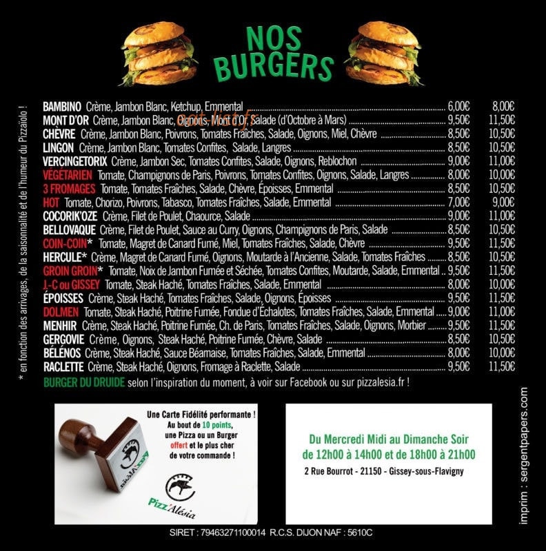 Pizz'Alesia — carte page 2