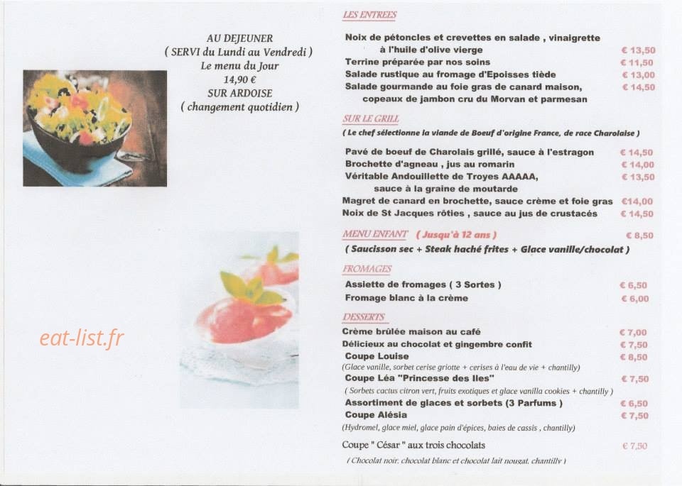 Le Bistrot de Louise — carte page 1