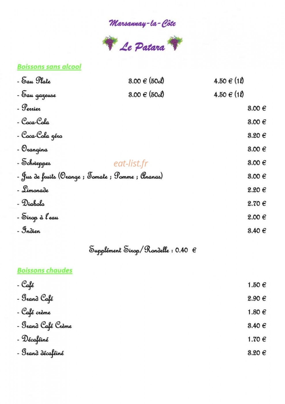 Le patara — carte page 3