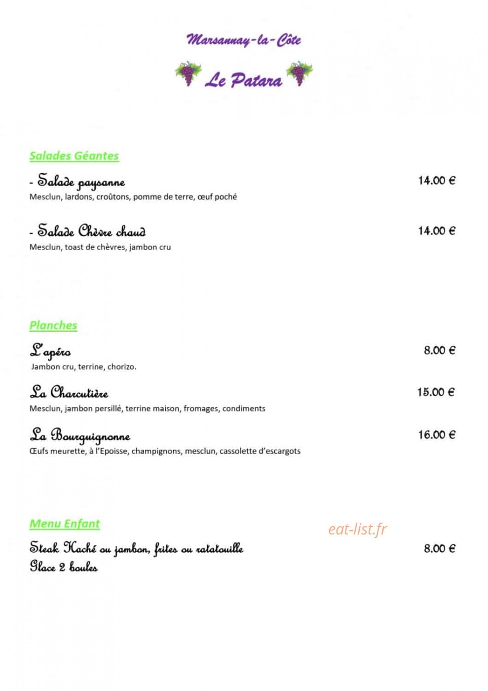 Le patara — carte page 4