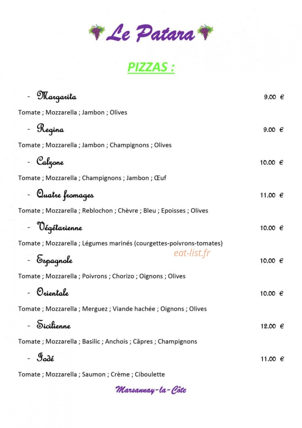 Le patara — carte page 1