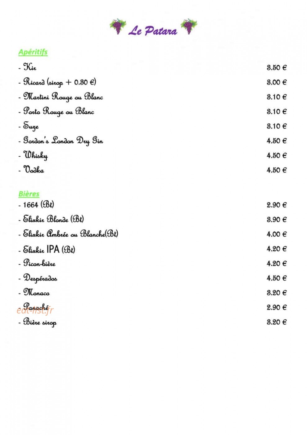 Le patara — carte page 2