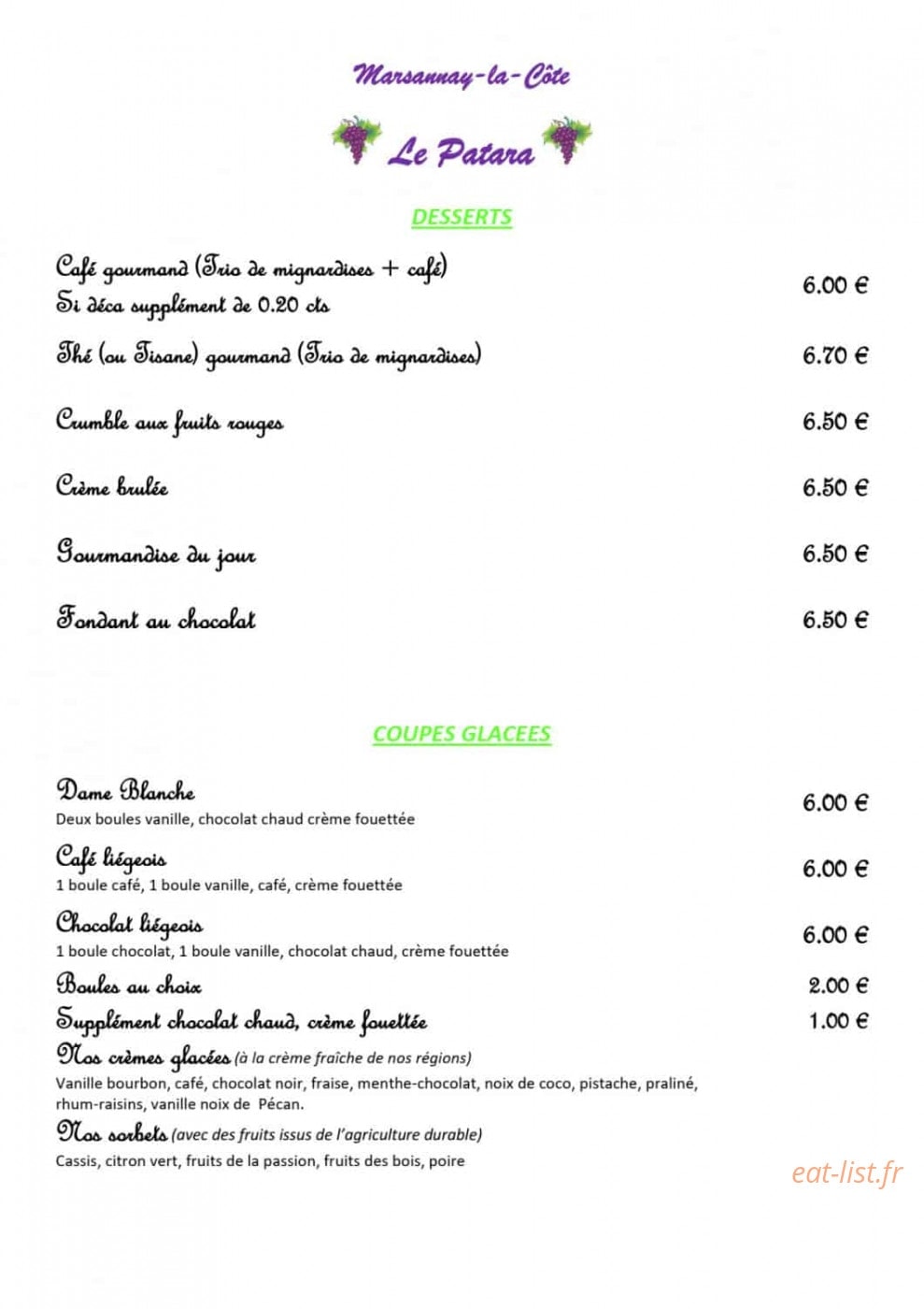 Le patara — carte page 6