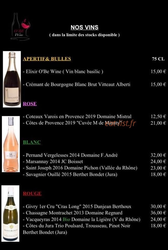 O Be Wine — carte page 3