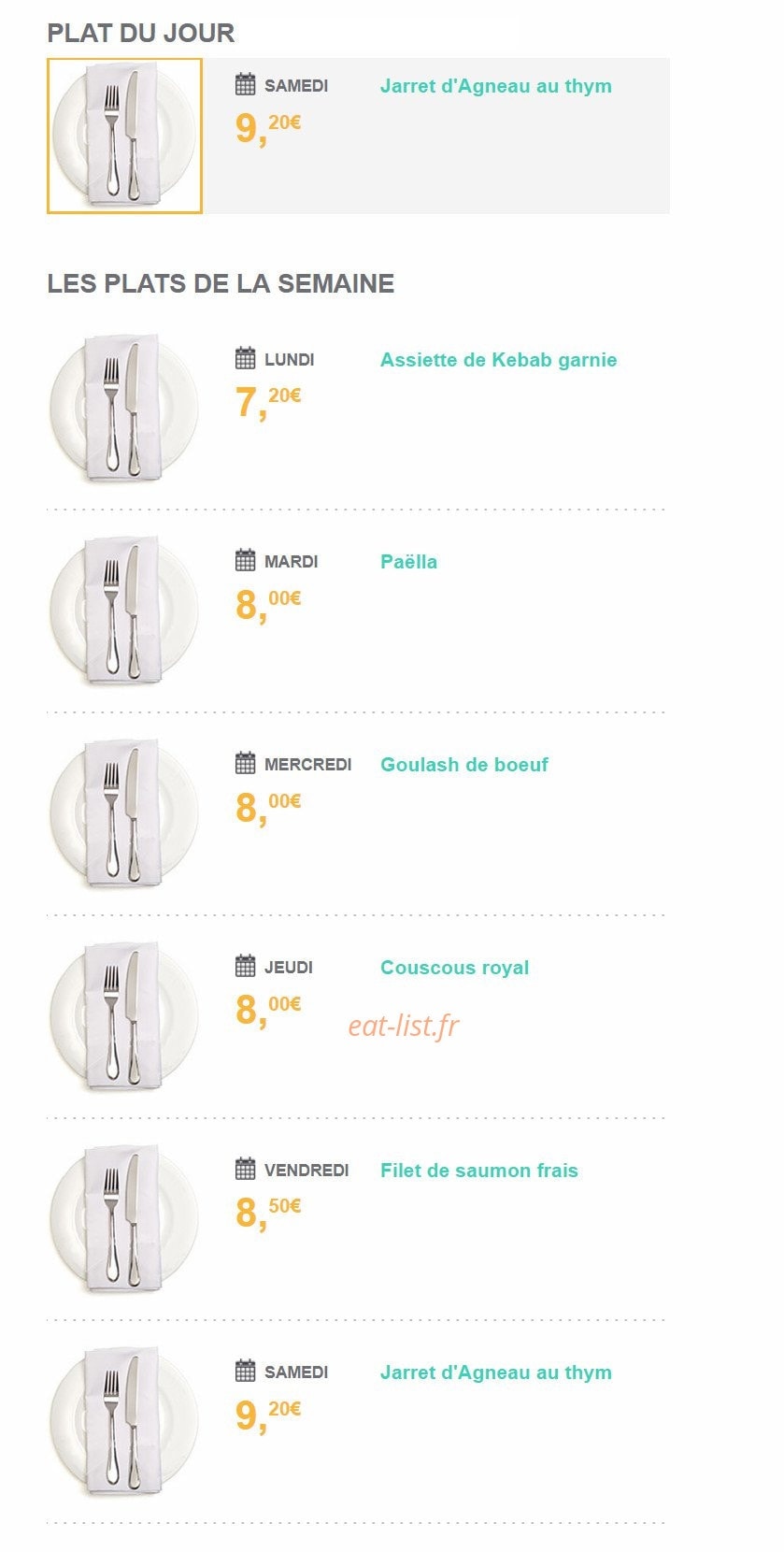 Cafeteria Cora — carte page 2