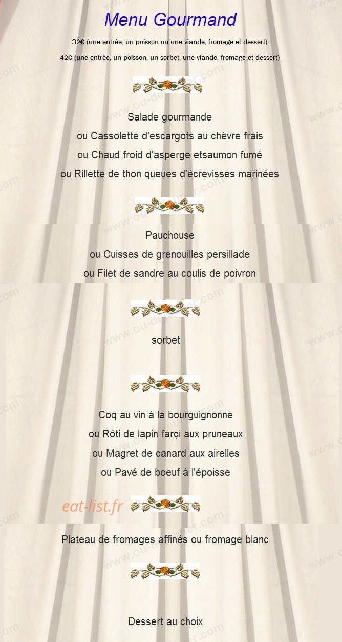 Auberge du Paradis — carte page 1