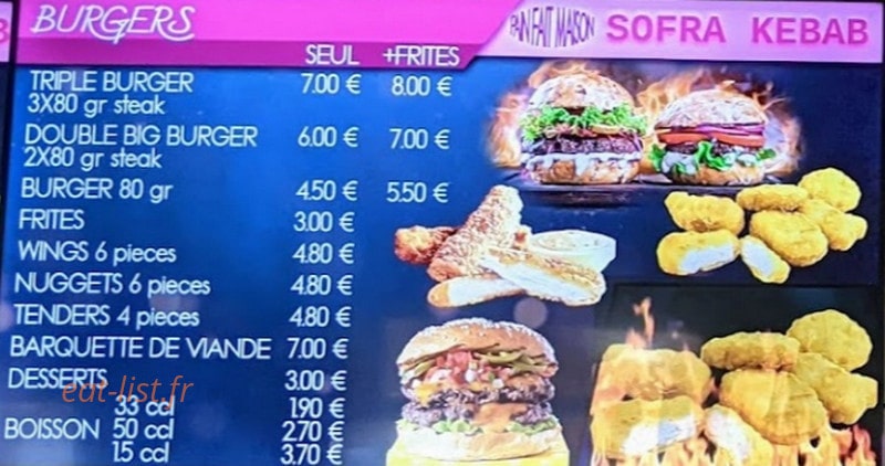 Sofra Kebab — carte page 1