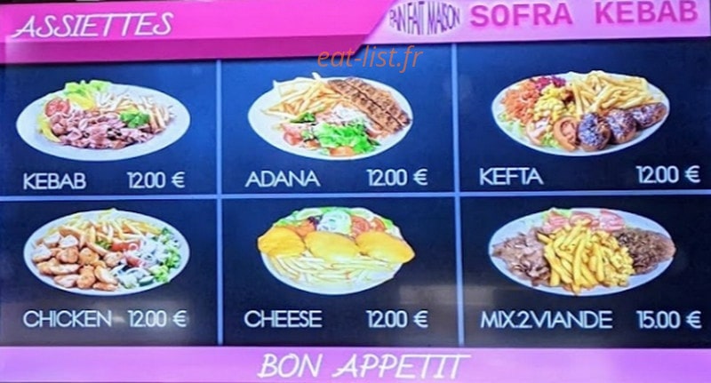 Sofra Kebab — carte page 2