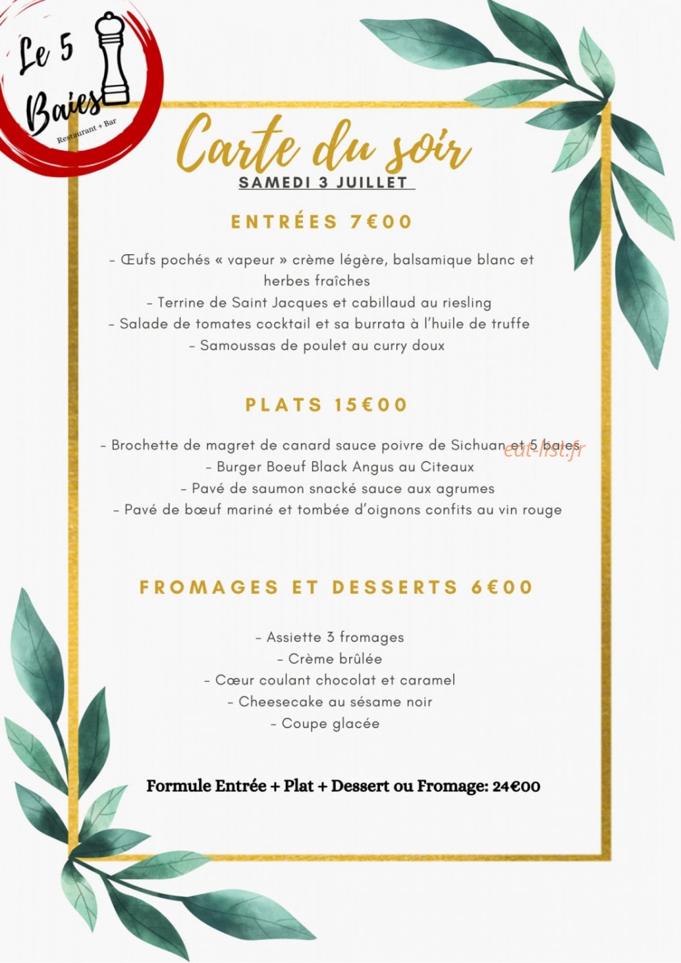Le 5 Baies — carte page 1