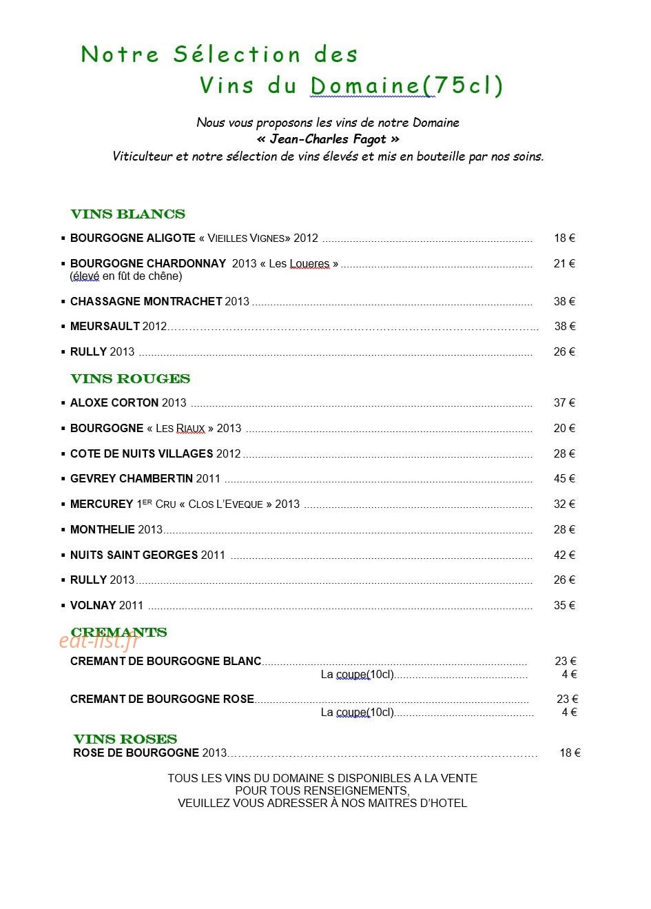 L'auberge du vieux vigneron — carte page 8