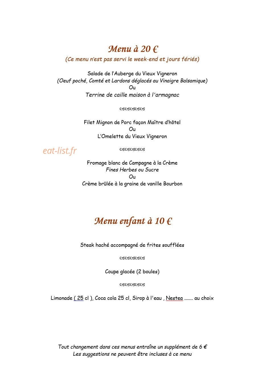 L'auberge du vieux vigneron — carte page 4