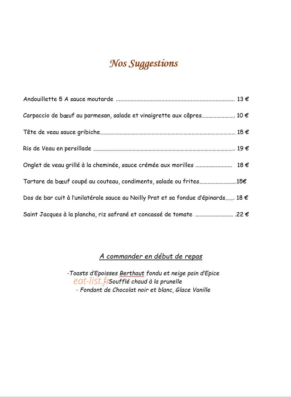 L'auberge du vieux vigneron — carte page 1