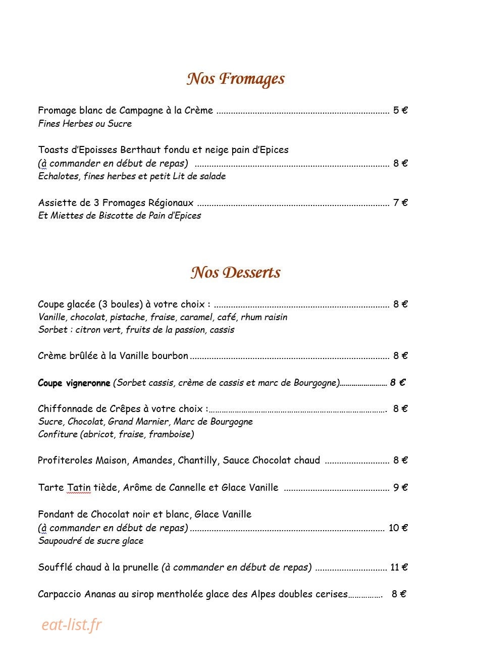 L'auberge du vieux vigneron — carte page 6