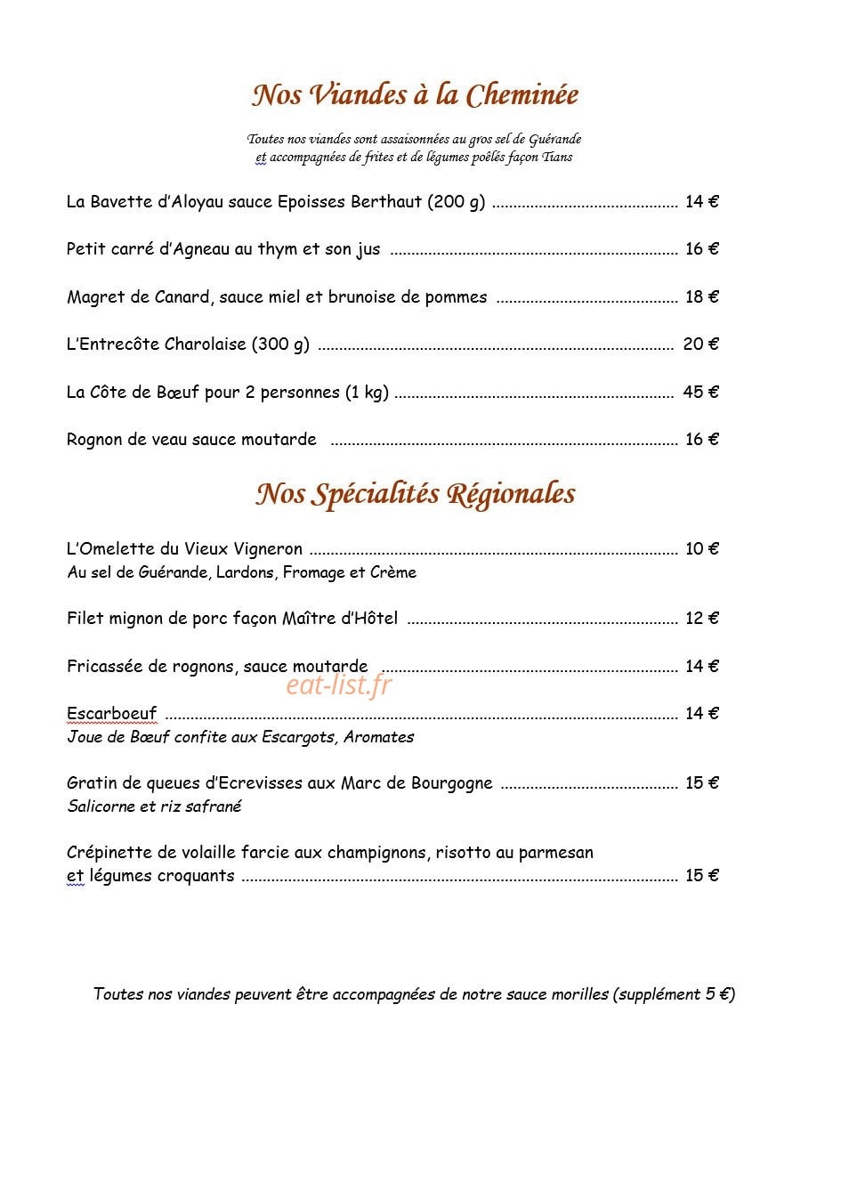 L'auberge du vieux vigneron — carte page 3