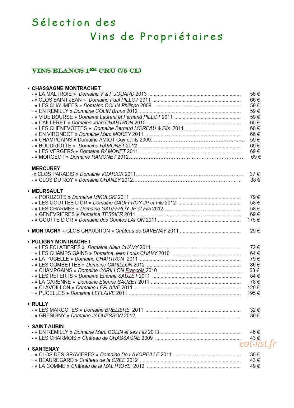 L'auberge du vieux vigneron — carte page 11