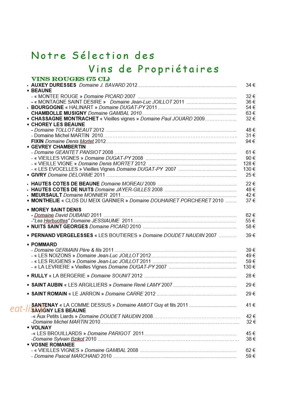 L'auberge du vieux vigneron — carte page 10